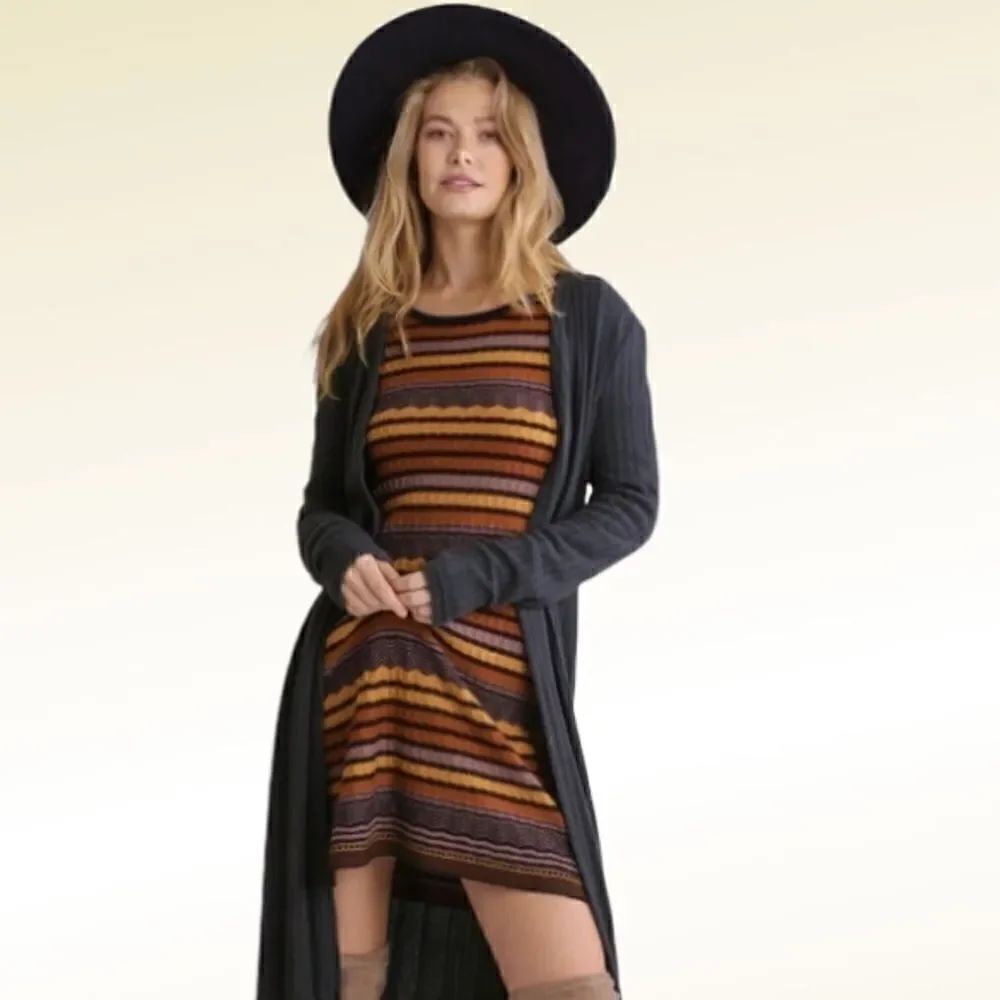 Umgee Ribbed Knit Duster Cardigan Sweater NWT